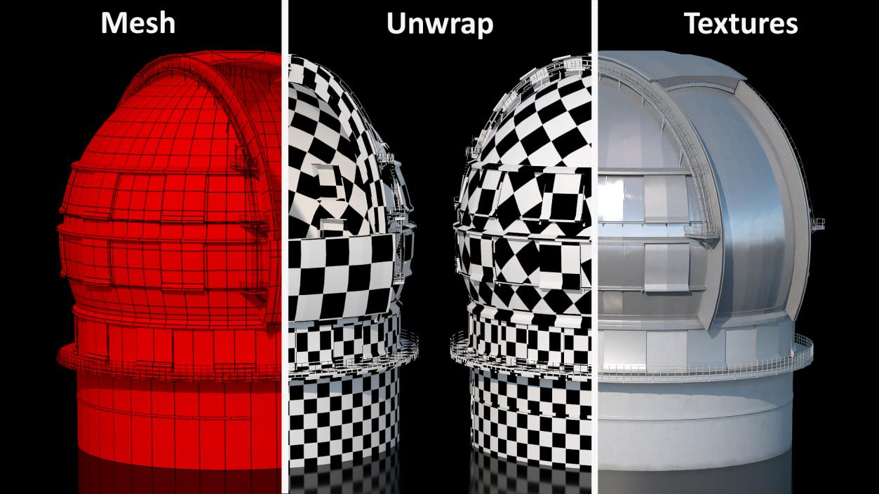 3D Astronomical Observatory Dome Rigged