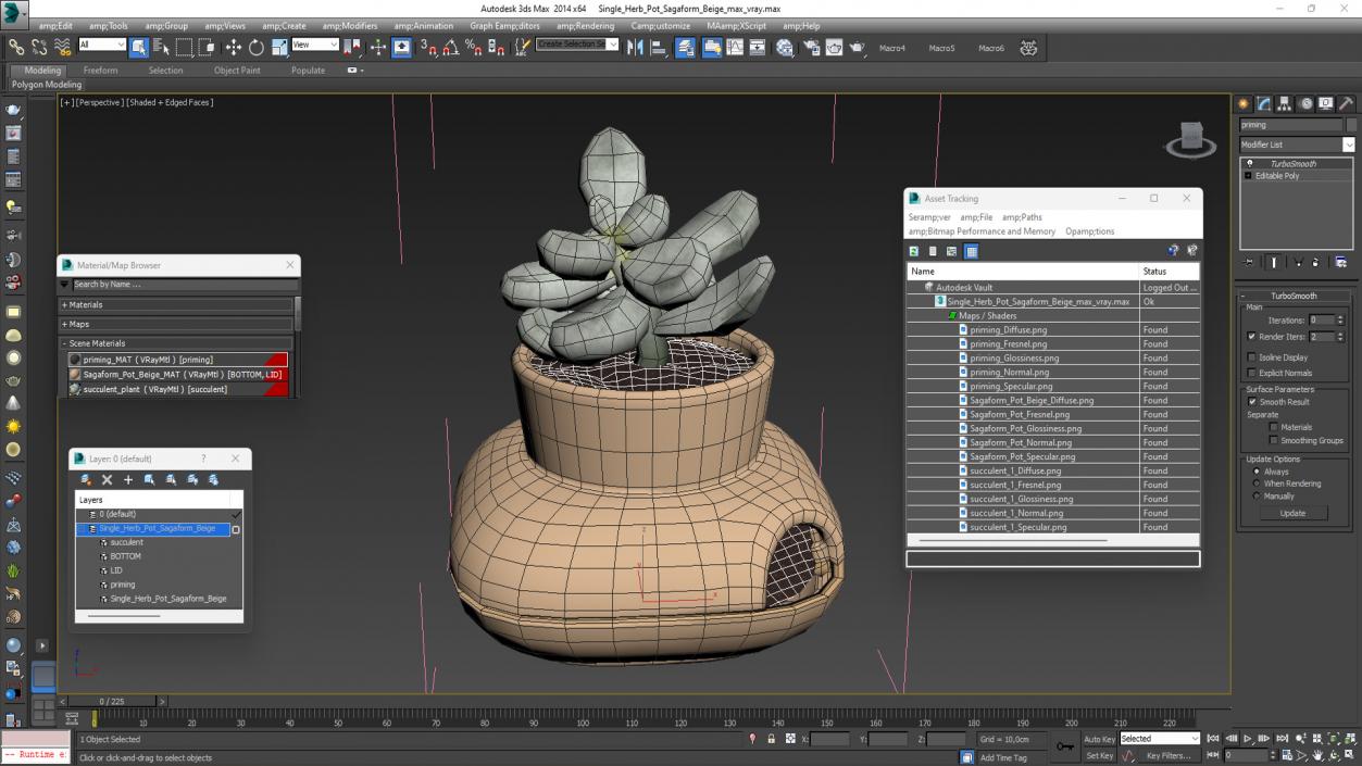 3D model Single Herb Pot Sagaform Beige