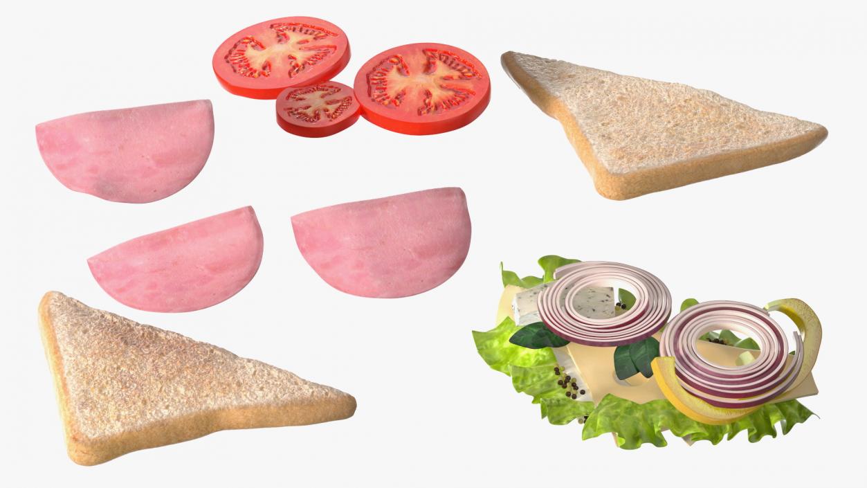 3D model Toasted Home Sandwich Triangle