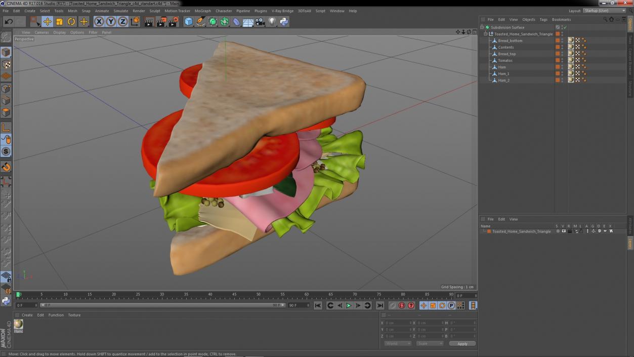 3D model Toasted Home Sandwich Triangle