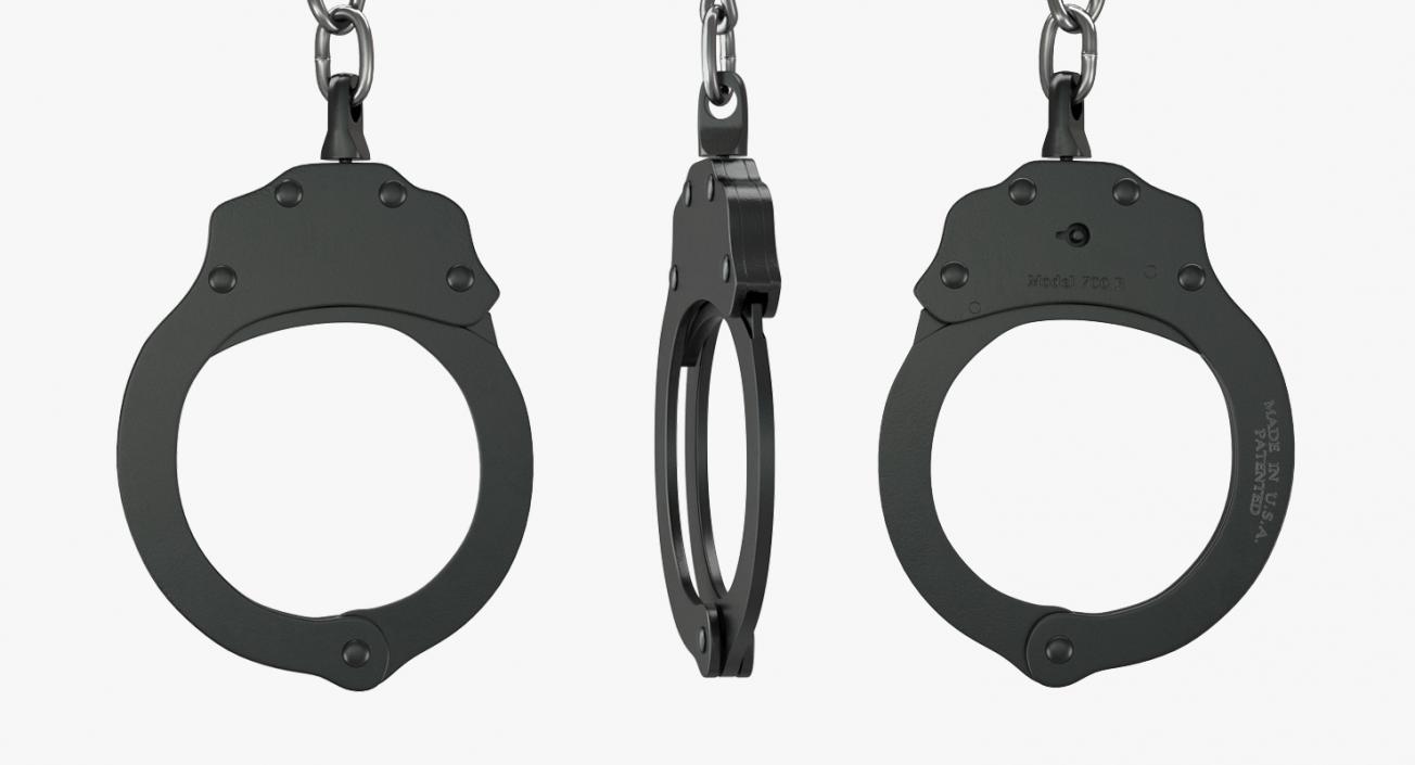 3D Standard Chain Handcuffs Black Metal