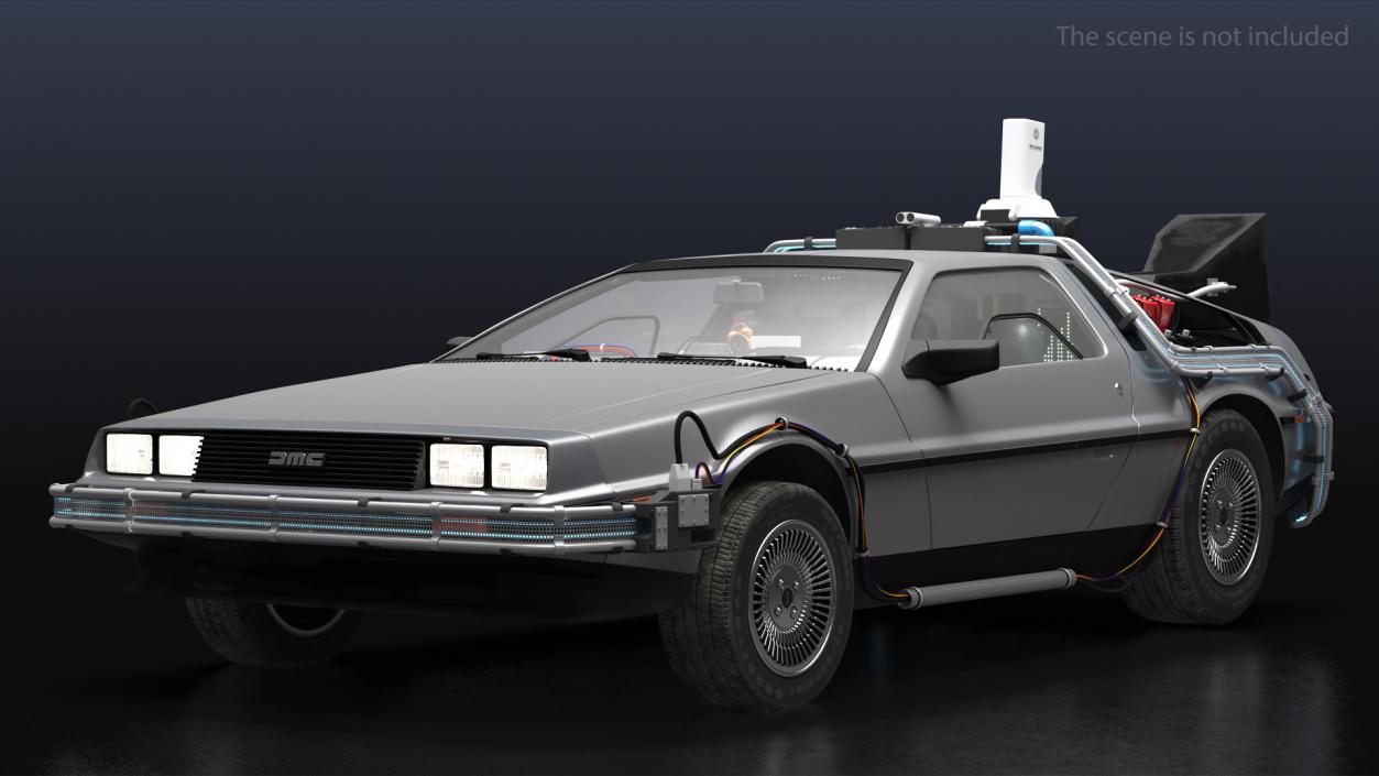 3D model DeLorean DMC-12 Time Machine Rigged