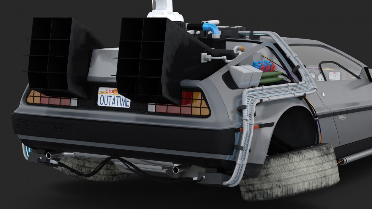 3D model DeLorean DMC-12 Time Machine Rigged