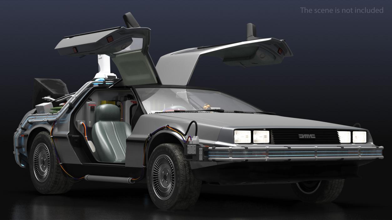 3D model DeLorean DMC-12 Time Machine Rigged