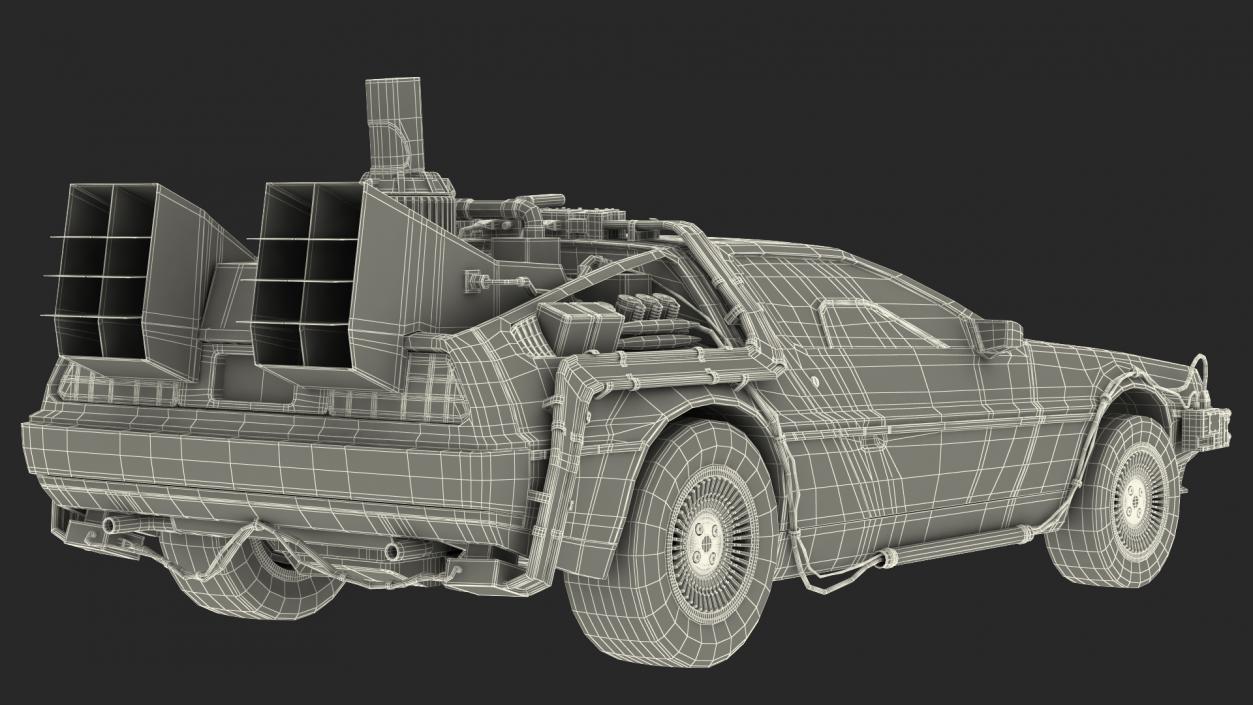 3D model DeLorean DMC-12 Time Machine Rigged