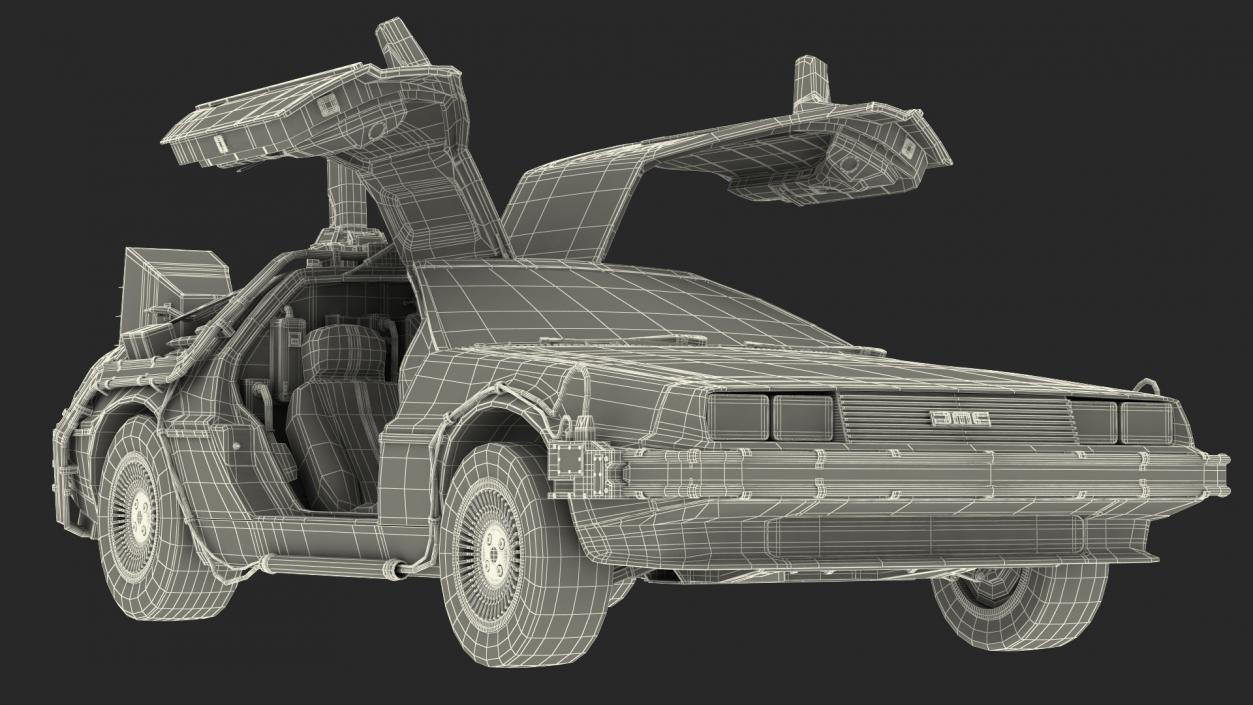 3D model DeLorean DMC-12 Time Machine Rigged