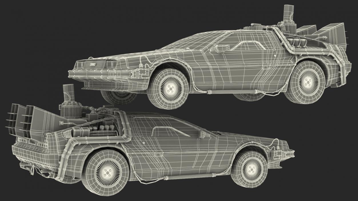 3D model DeLorean DMC-12 Time Machine Rigged