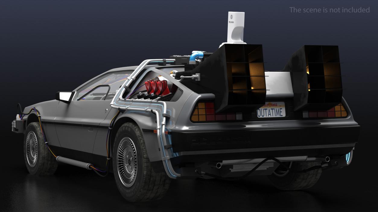 3D model DeLorean DMC-12 Time Machine Rigged