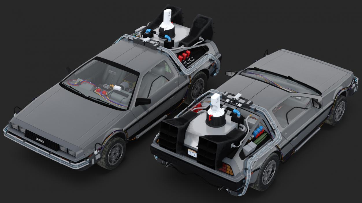 3D model DeLorean DMC-12 Time Machine Rigged