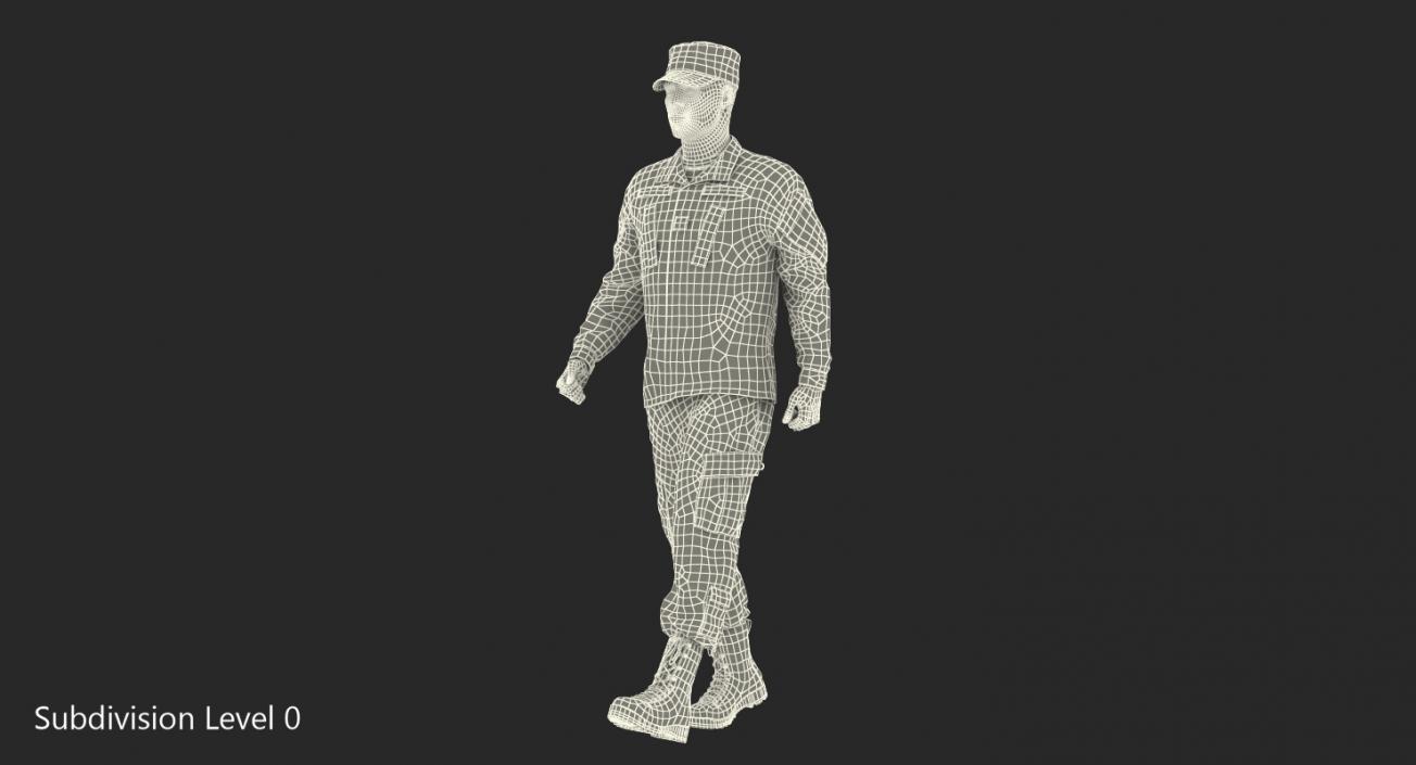 US Army Soldier Marching Pose 3D model