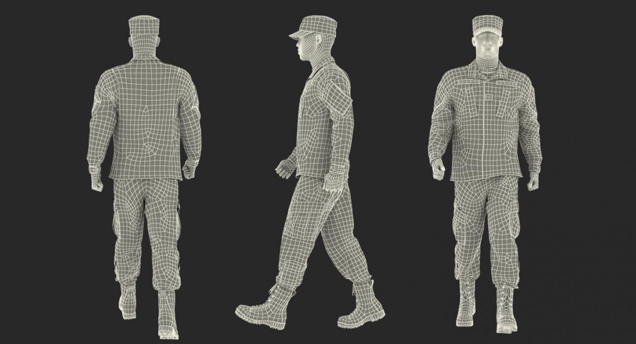 US Army Soldier Marching Pose 3D model