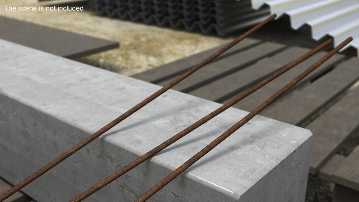 Rusty Reinforcing Steel Bar 3D