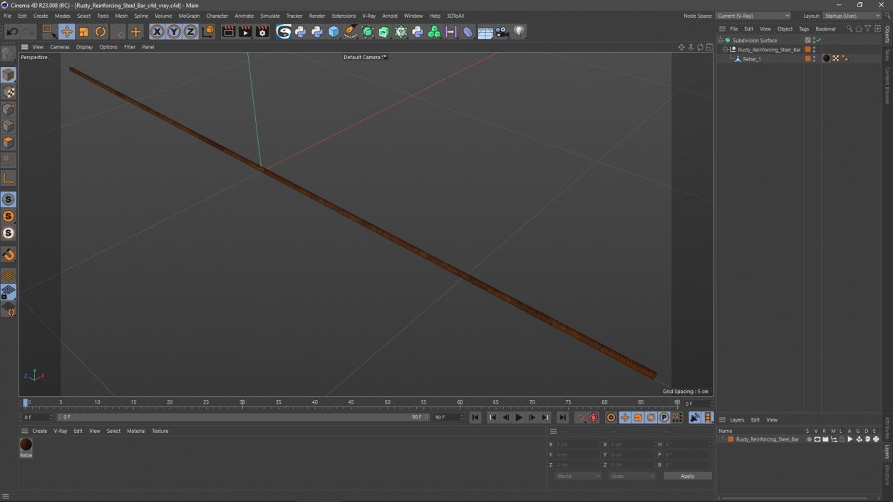 Rusty Reinforcing Steel Bar 3D