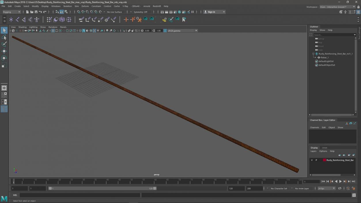 Rusty Reinforcing Steel Bar 3D