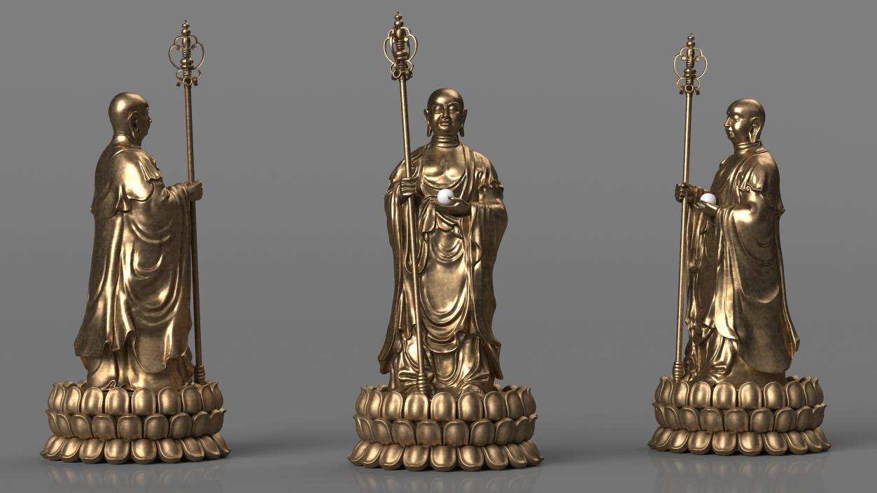 3D model Bronze Dizang Buddha Sculpture