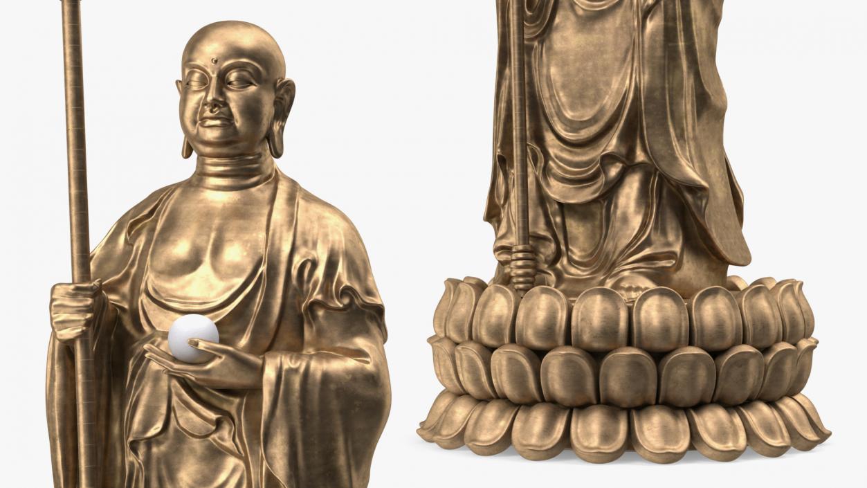 3D model Bronze Dizang Buddha Sculpture