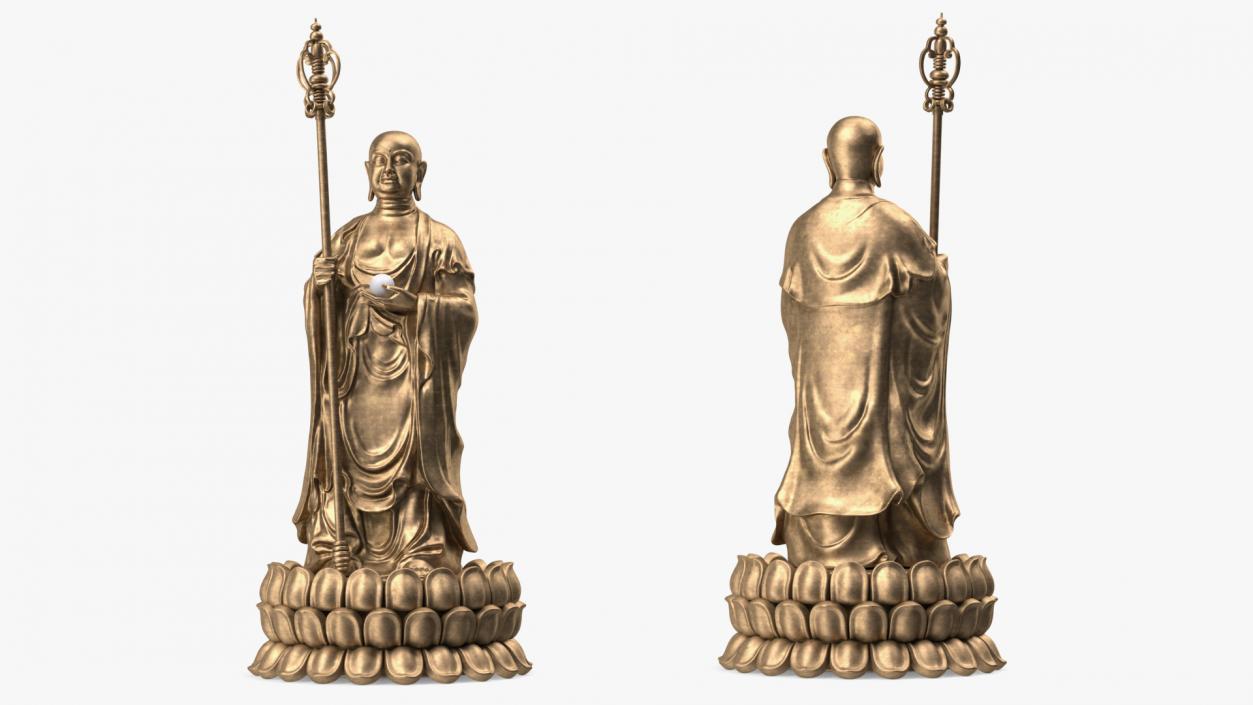 3D model Bronze Dizang Buddha Sculpture