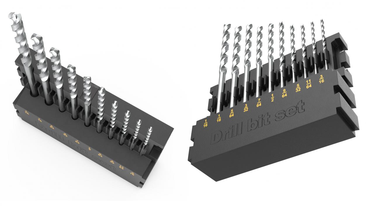 3D Steel HSS Drill Bit Set model