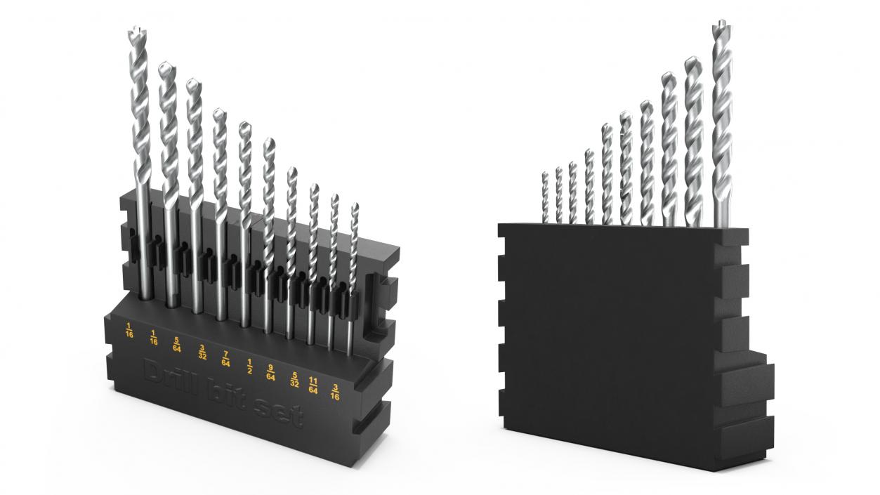 3D Steel HSS Drill Bit Set model