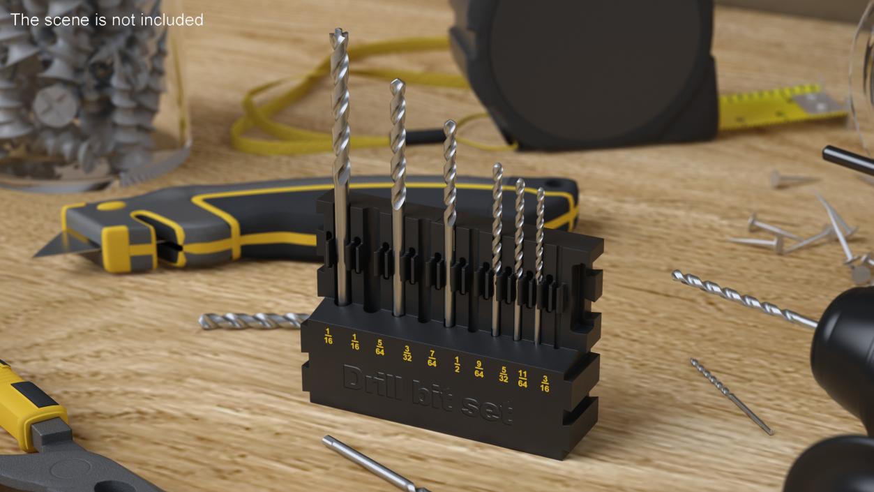 3D Steel HSS Drill Bit Set model