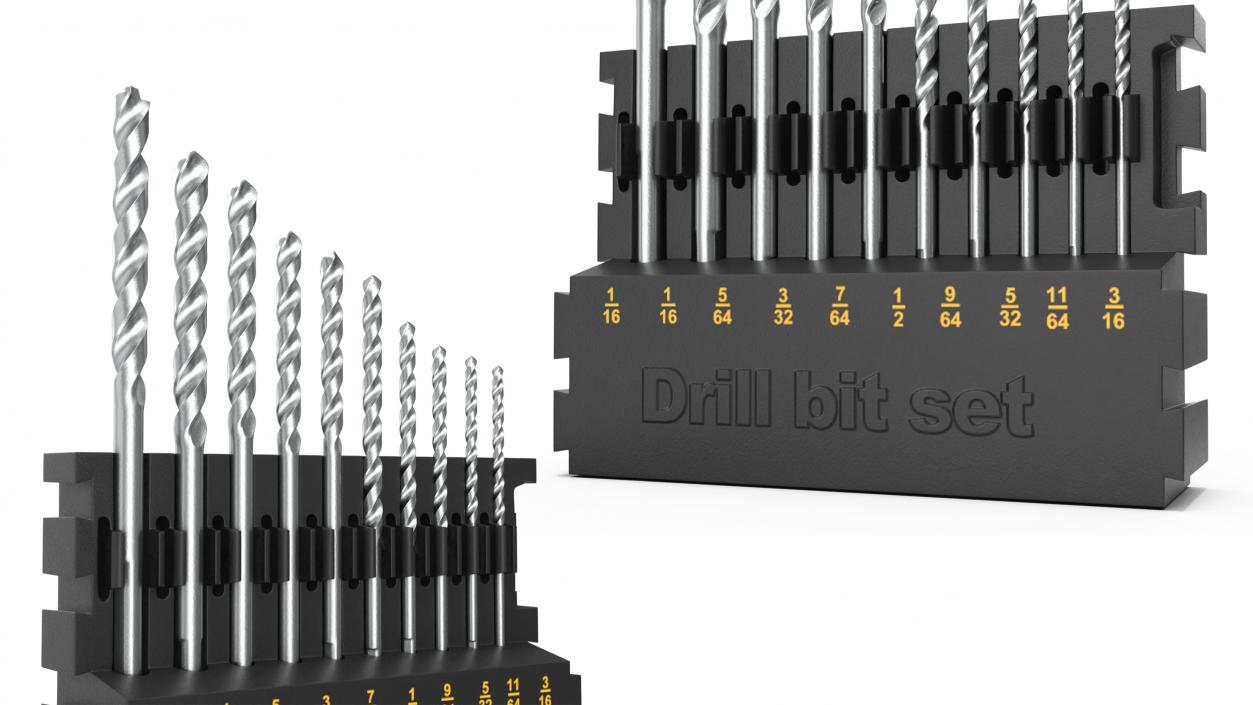 3D Steel HSS Drill Bit Set model