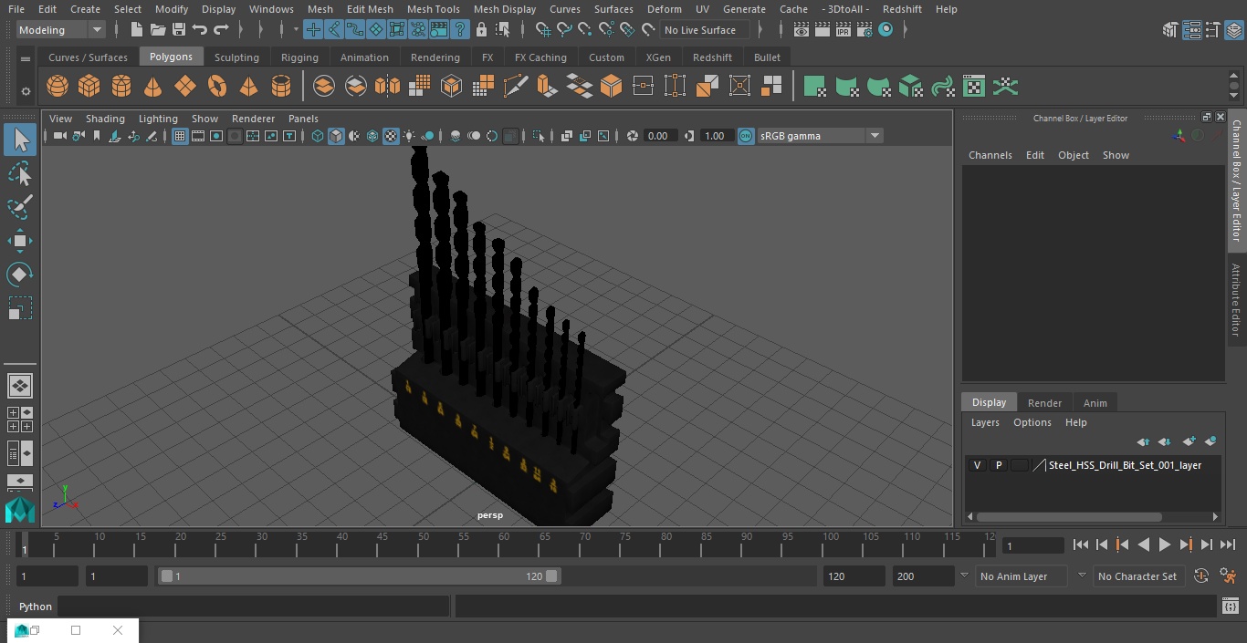 3D Steel HSS Drill Bit Set model