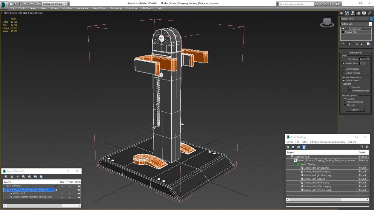 3D Electric Scooter Charging Docking Rack model