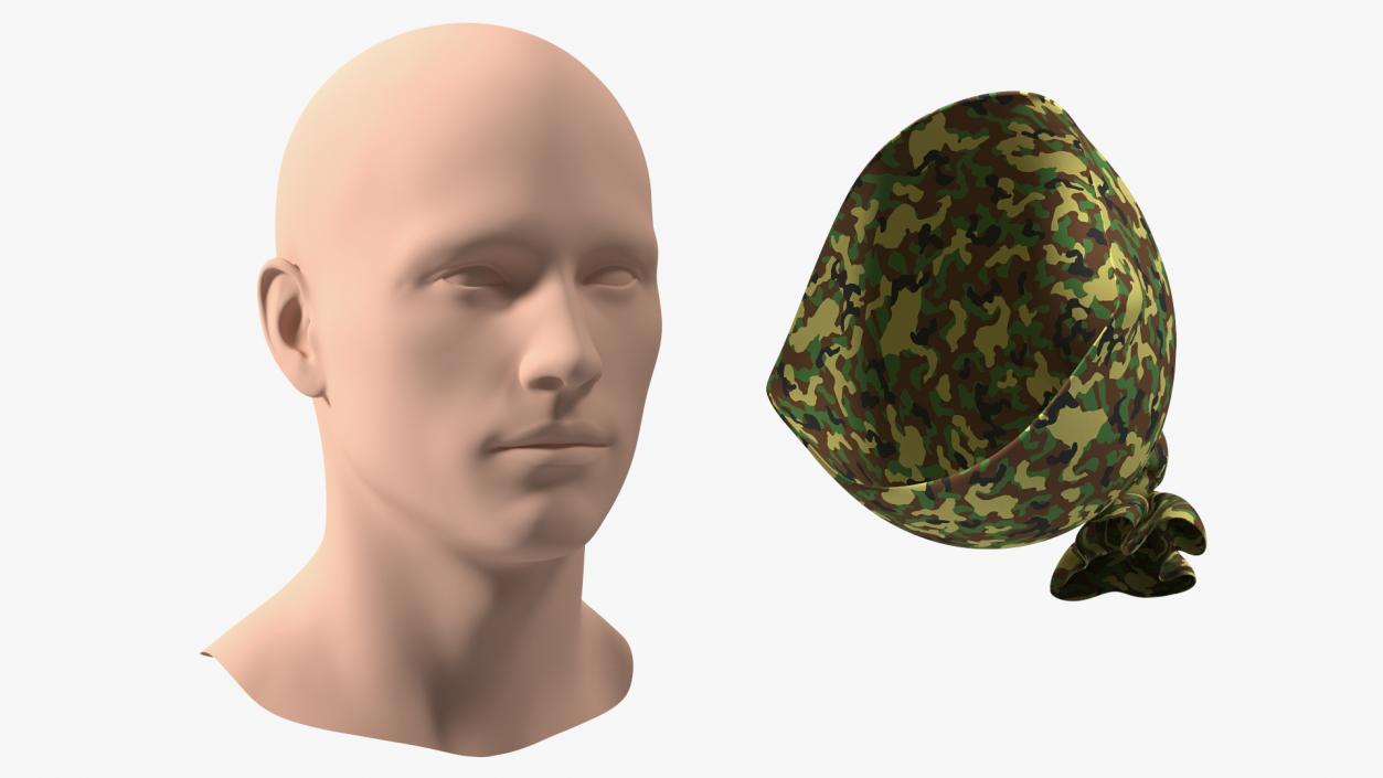 Neck Gaiter worn on Head Camo 3D model