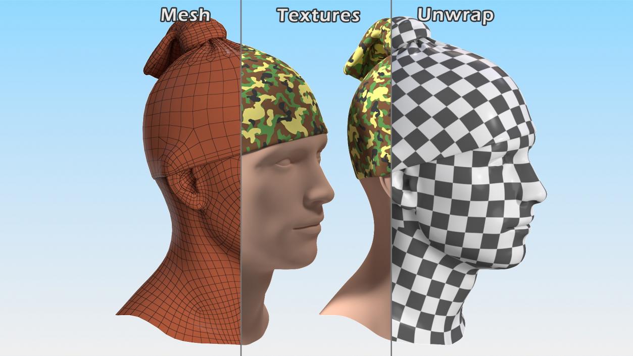 Neck Gaiter worn on Head Camo 3D model