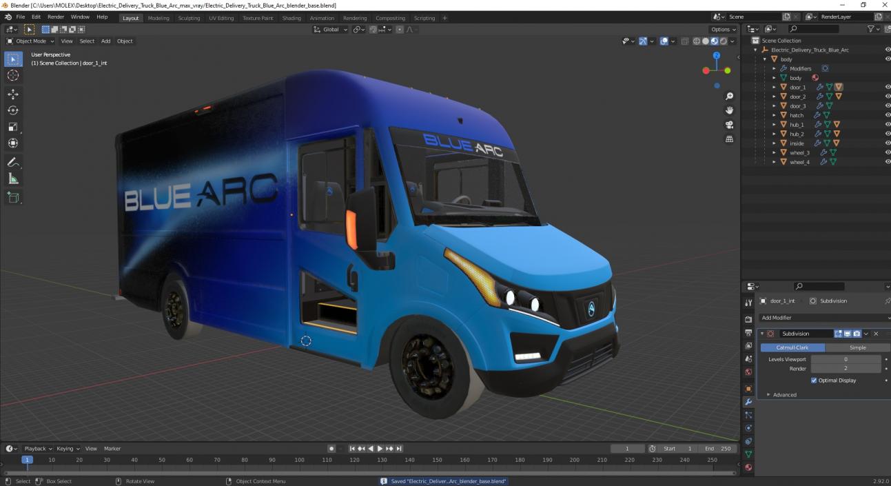 Electric Delivery Truck Blue Arc 3D