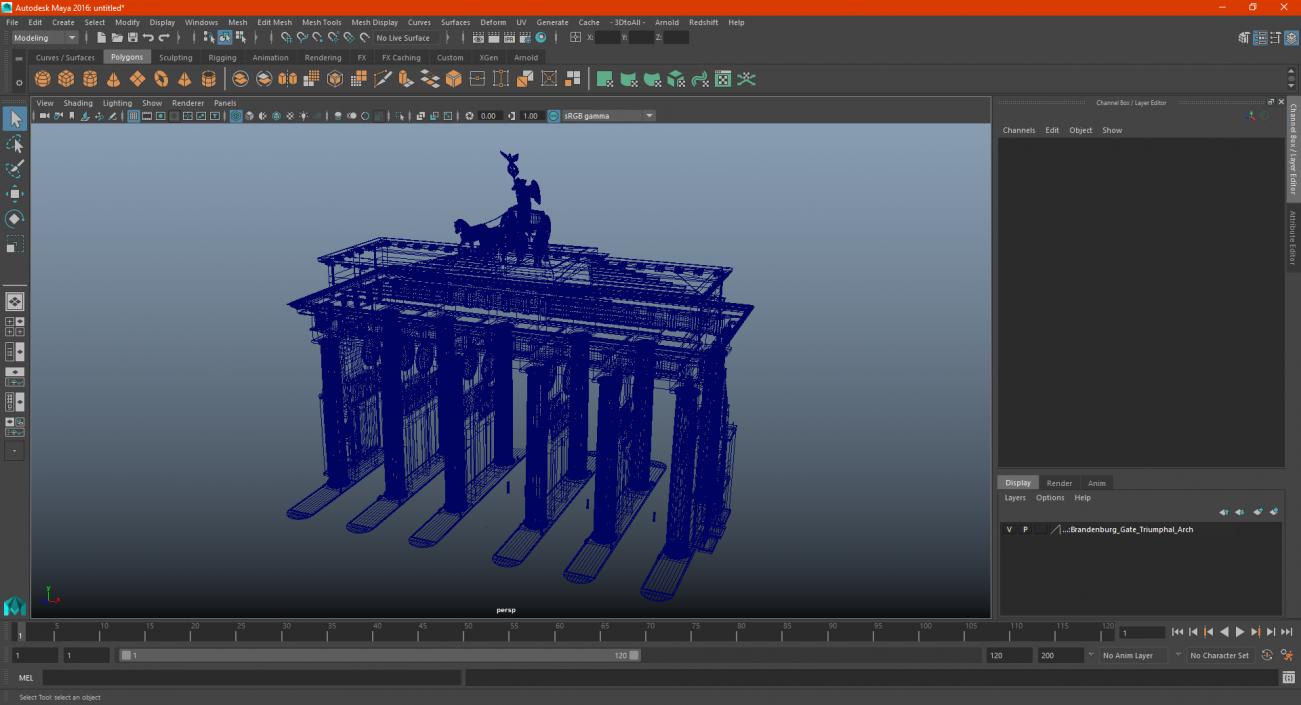 3D Brandenburg Gate Triumphal Arch