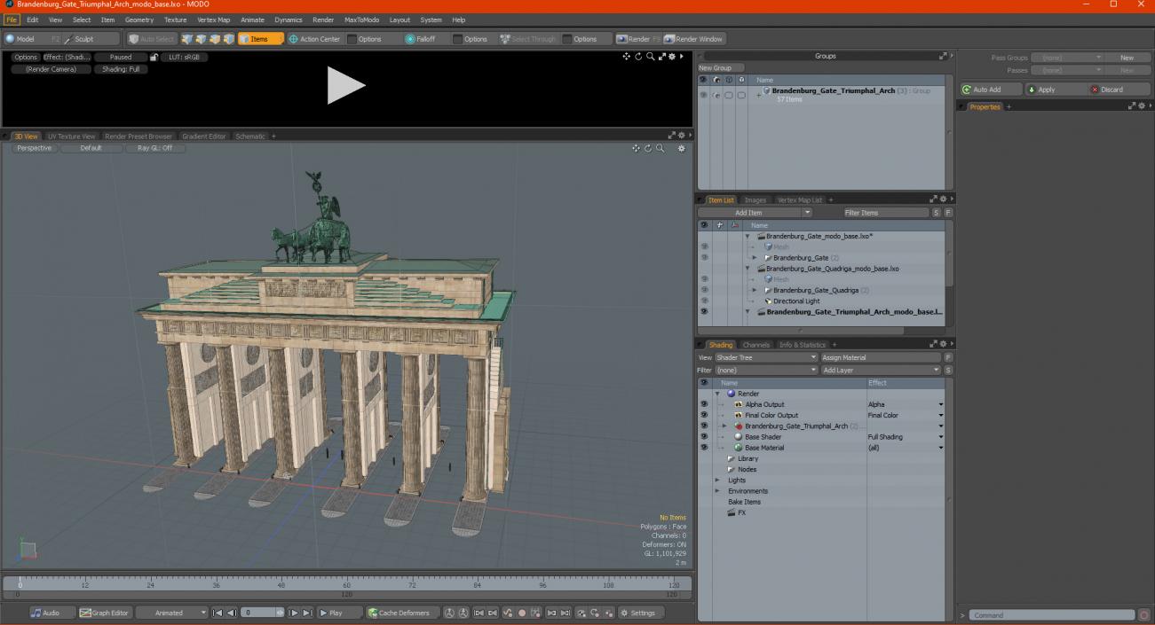 3D Brandenburg Gate Triumphal Arch