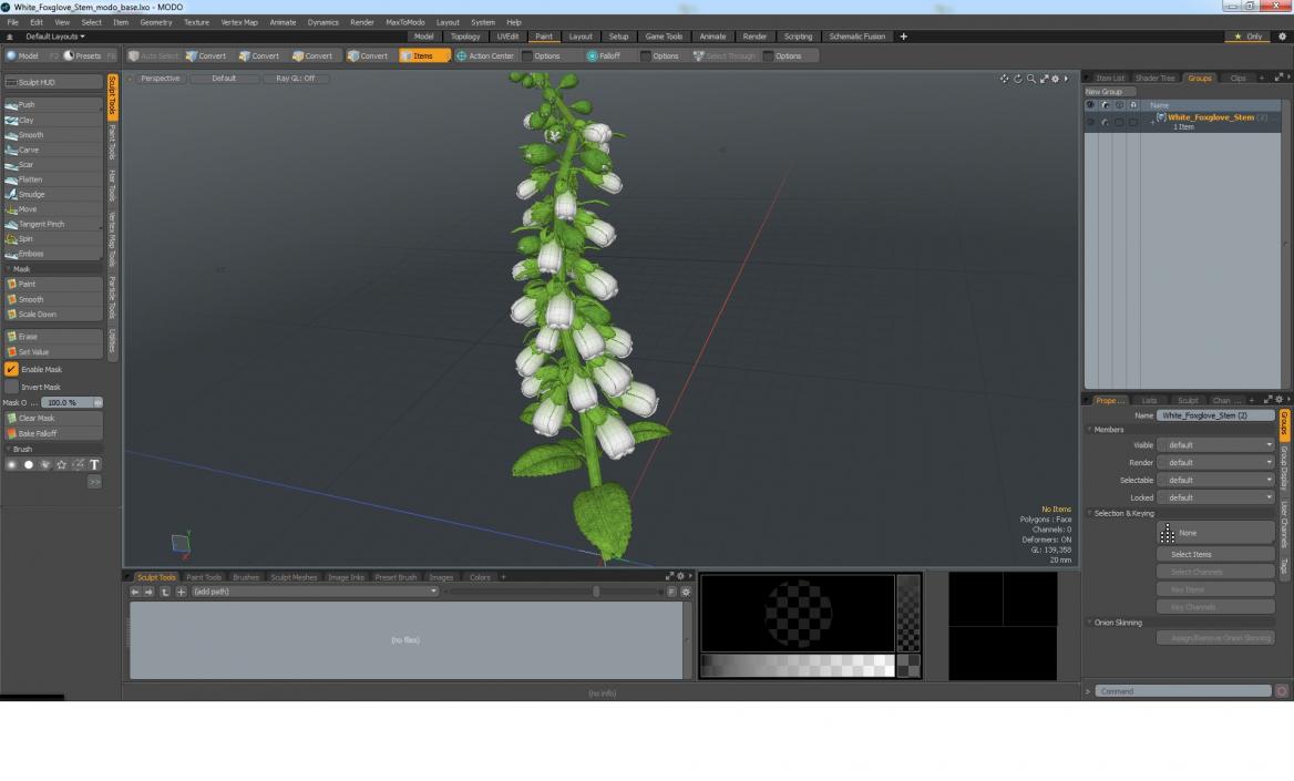 White Foxglove Stem 3D model