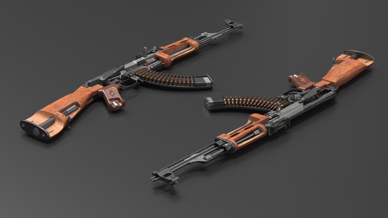 3D AK-47 Automatic Rifle in Cut model