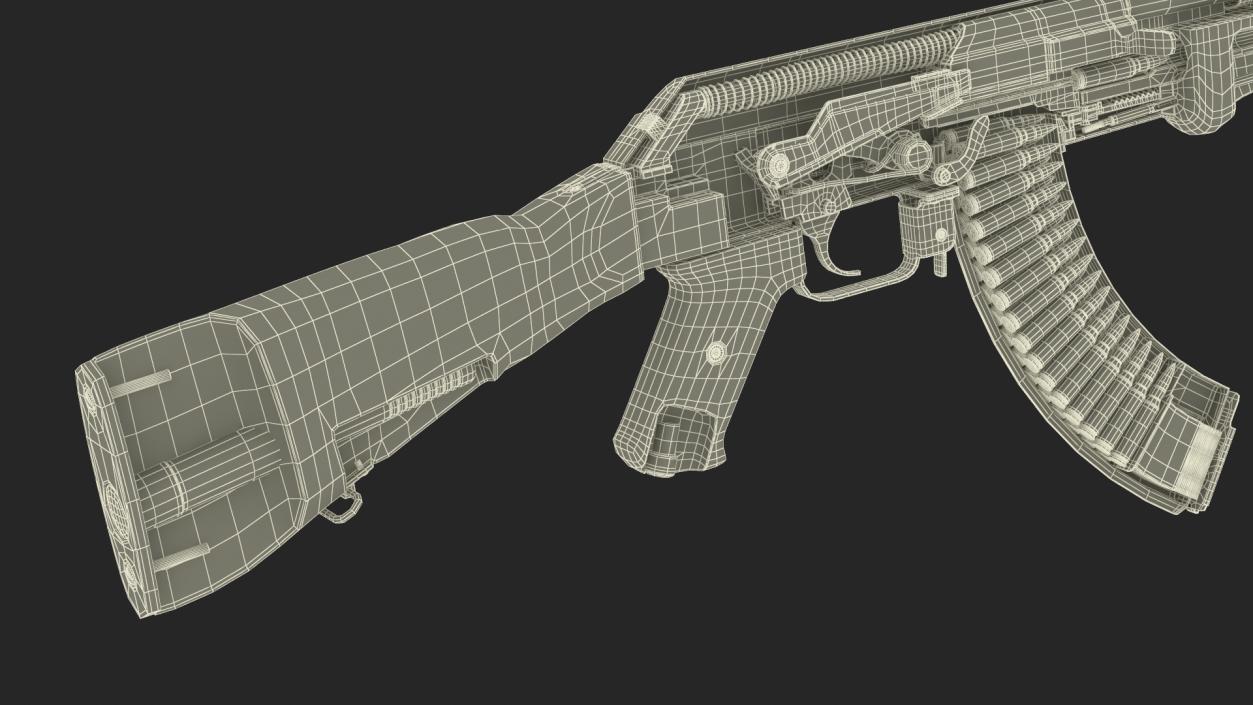 3D AK-47 Automatic Rifle in Cut model