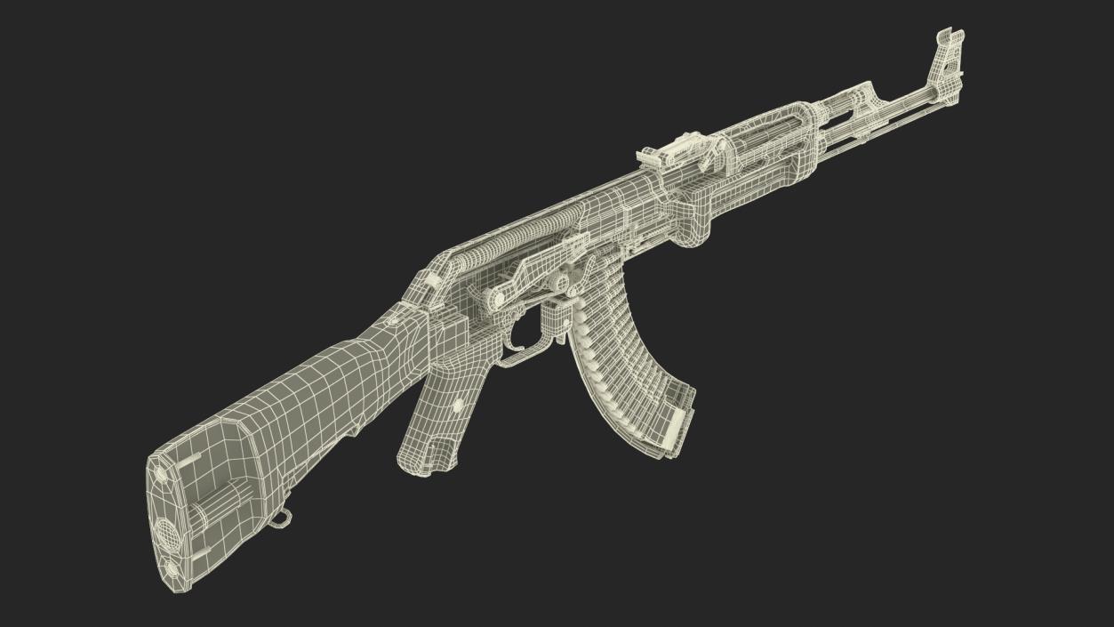 3D AK-47 Automatic Rifle in Cut model