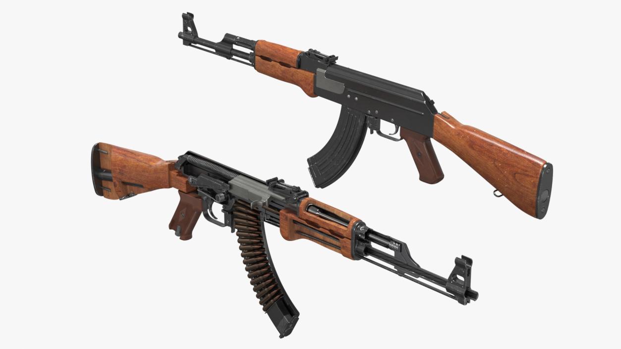 3D AK-47 Automatic Rifle in Cut model