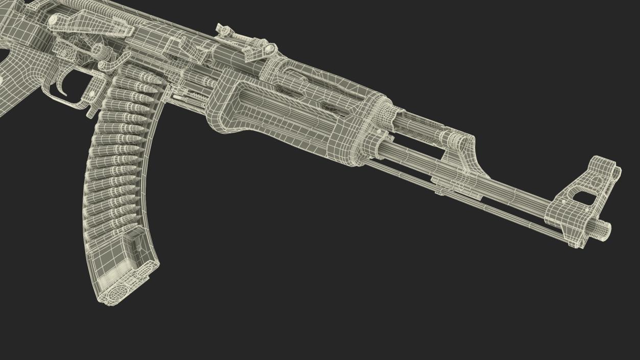 3D AK-47 Automatic Rifle in Cut model