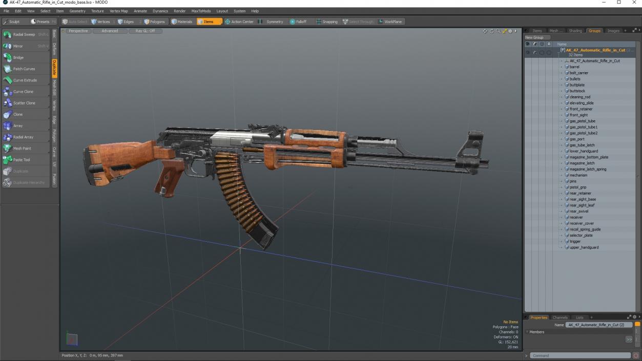 3D AK-47 Automatic Rifle in Cut model