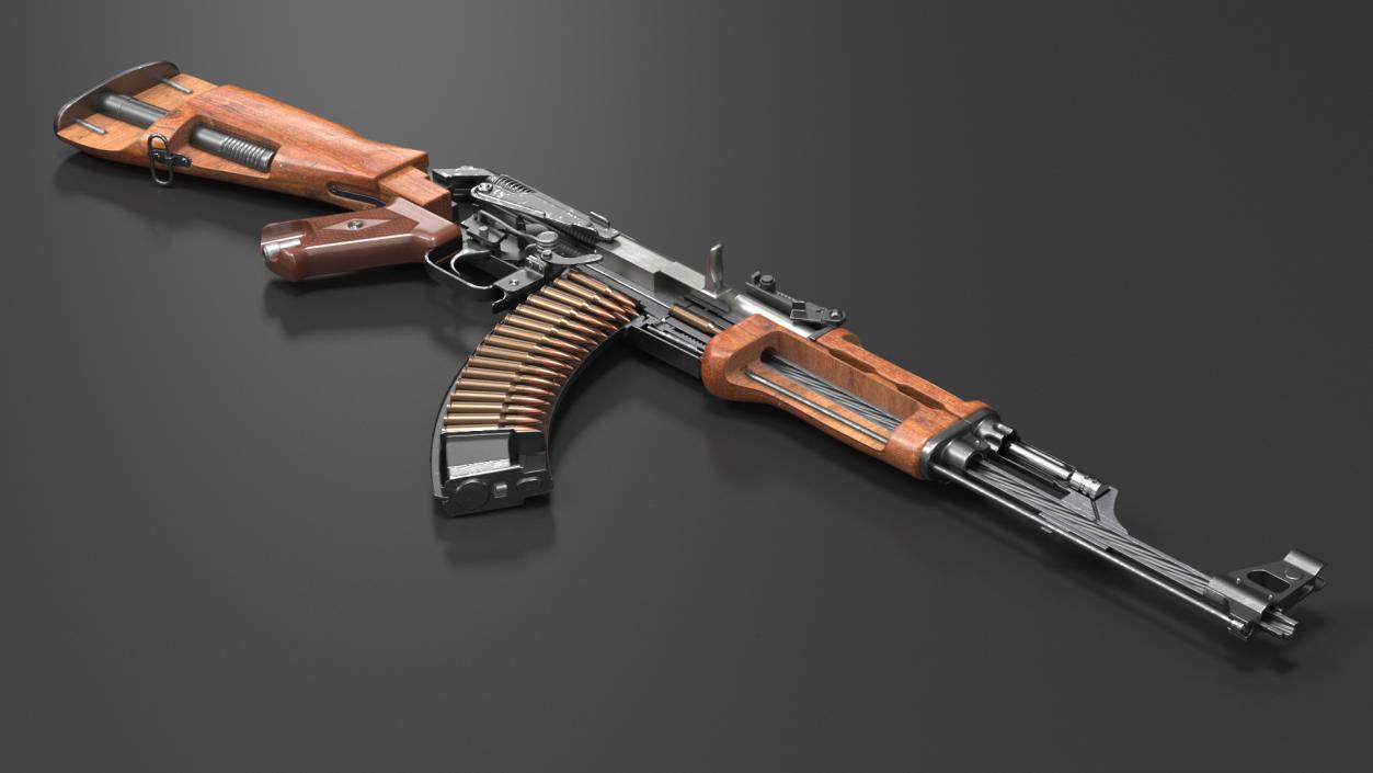 3D AK-47 Automatic Rifle in Cut model