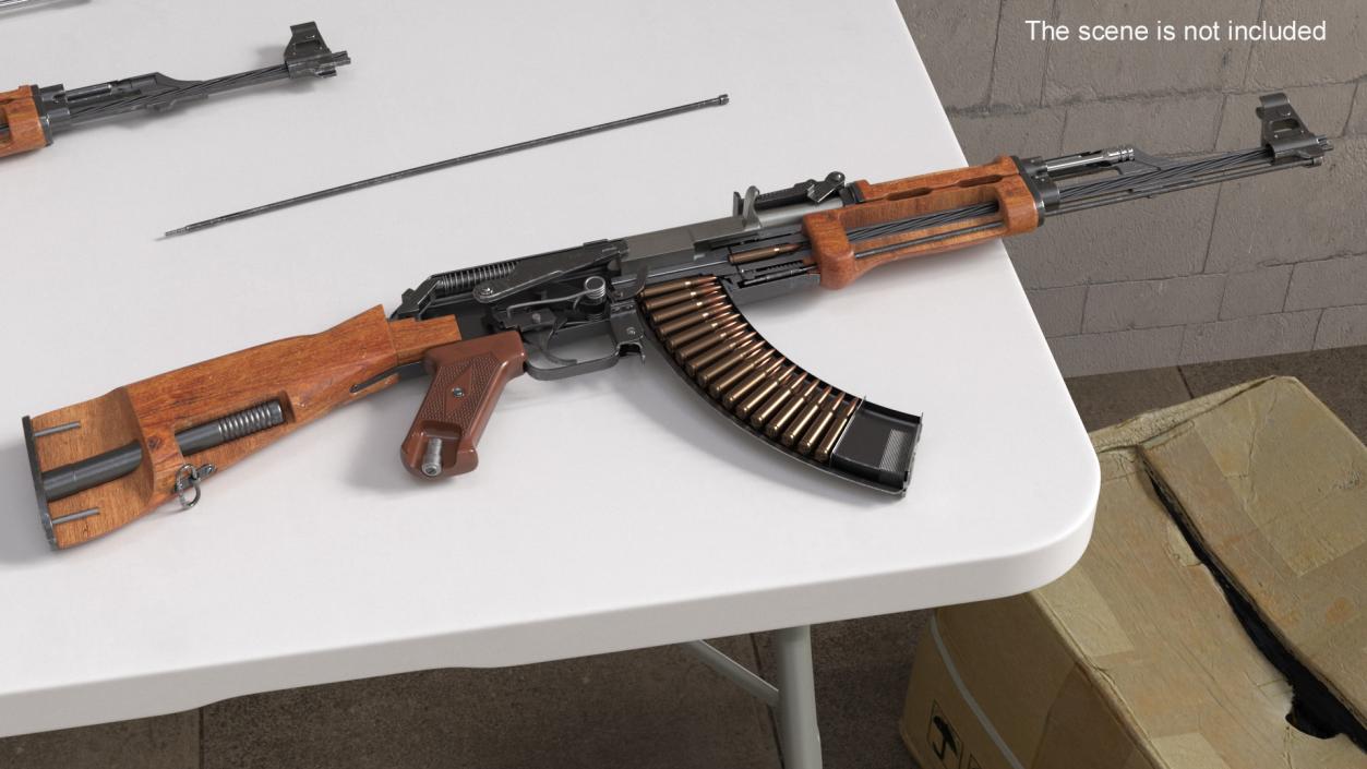 3D AK-47 Automatic Rifle in Cut model