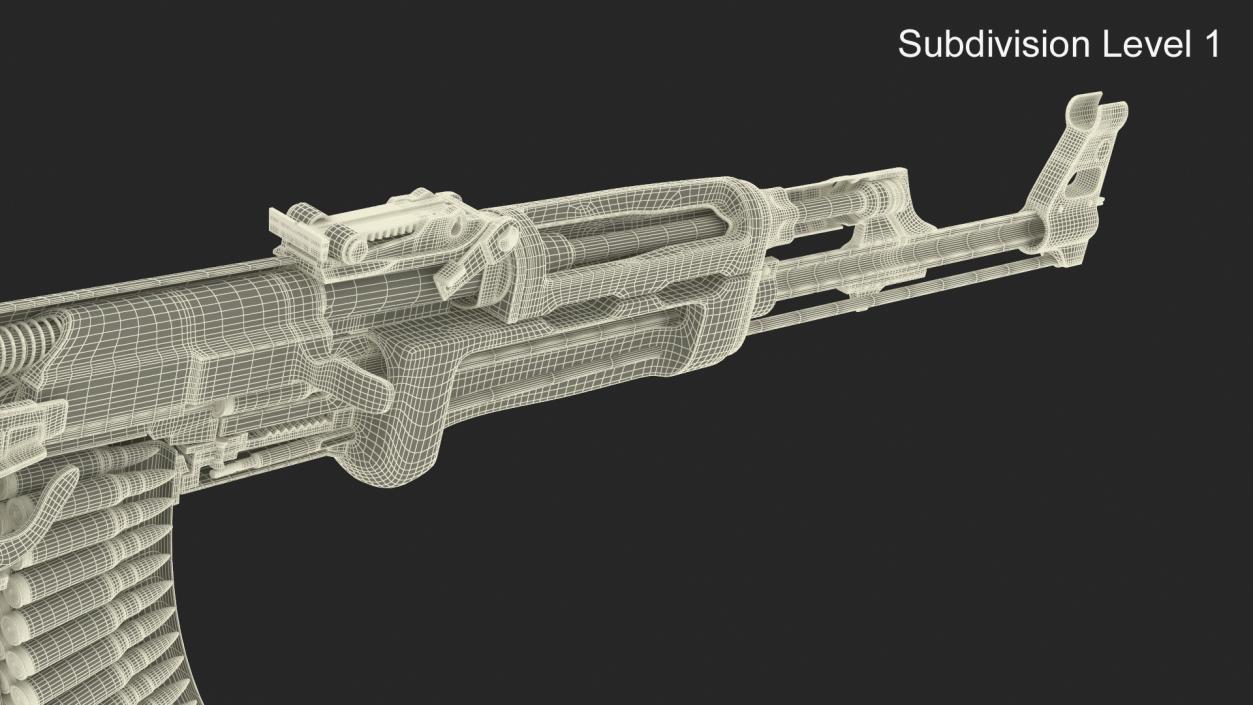 3D AK-47 Automatic Rifle in Cut model