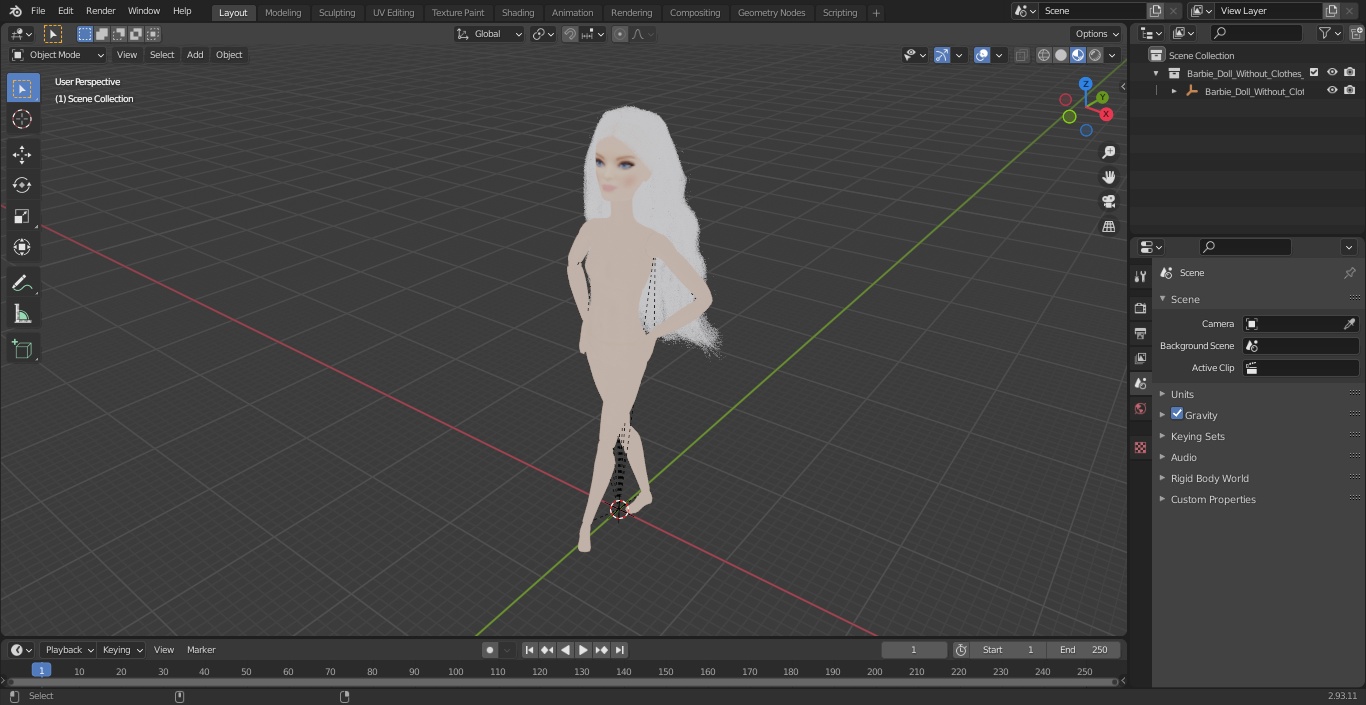 Barbie Doll Without Clothes 3D