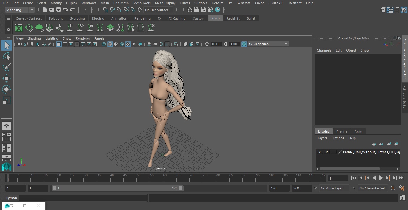 Barbie Doll Without Clothes 3D