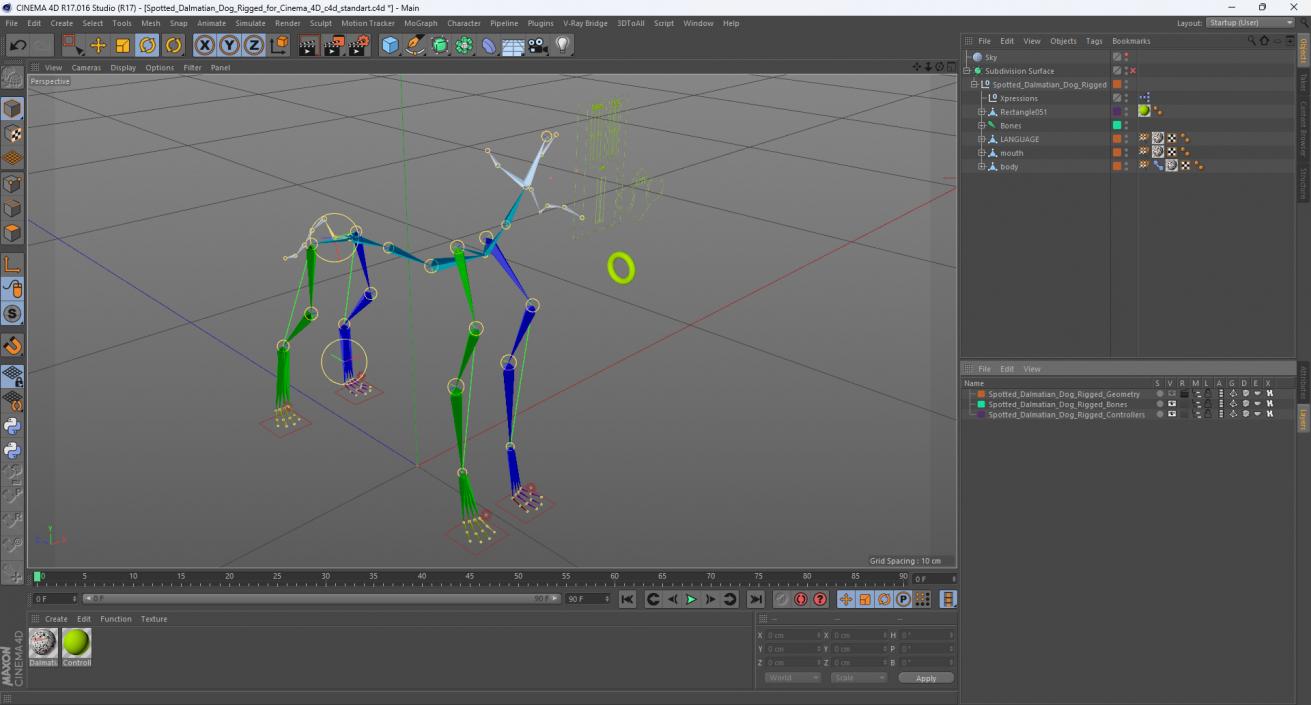 Spotted Dalmatian Dog Rigged for Cinema 4D 3D