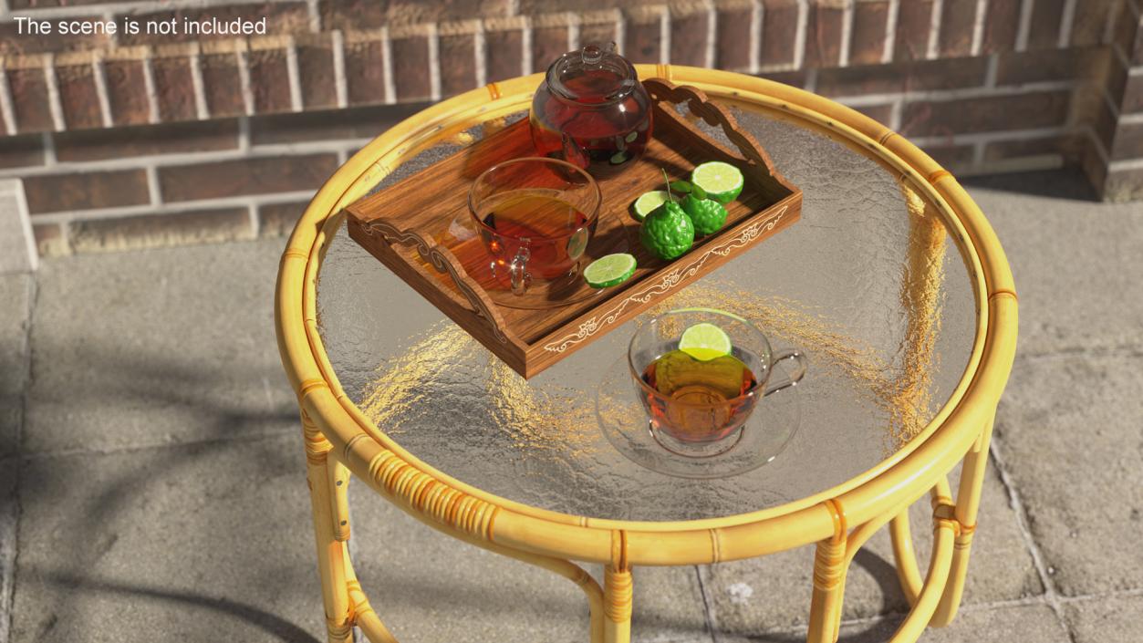 Tea Table with Drinks and Bergamot 3D model