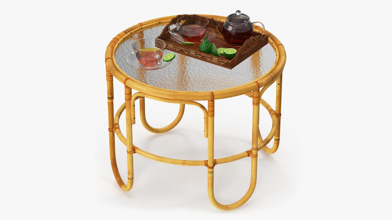 Tea Table with Drinks and Bergamot 3D model