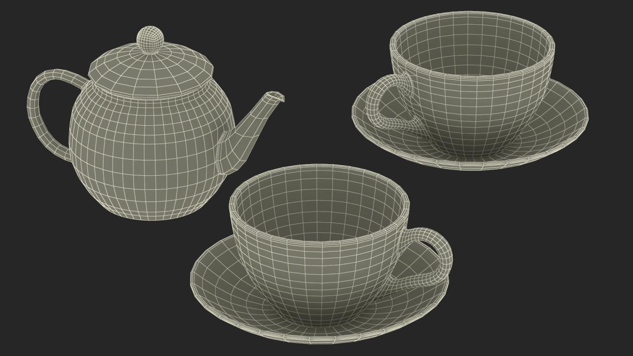 Tea Table with Drinks and Bergamot 3D model