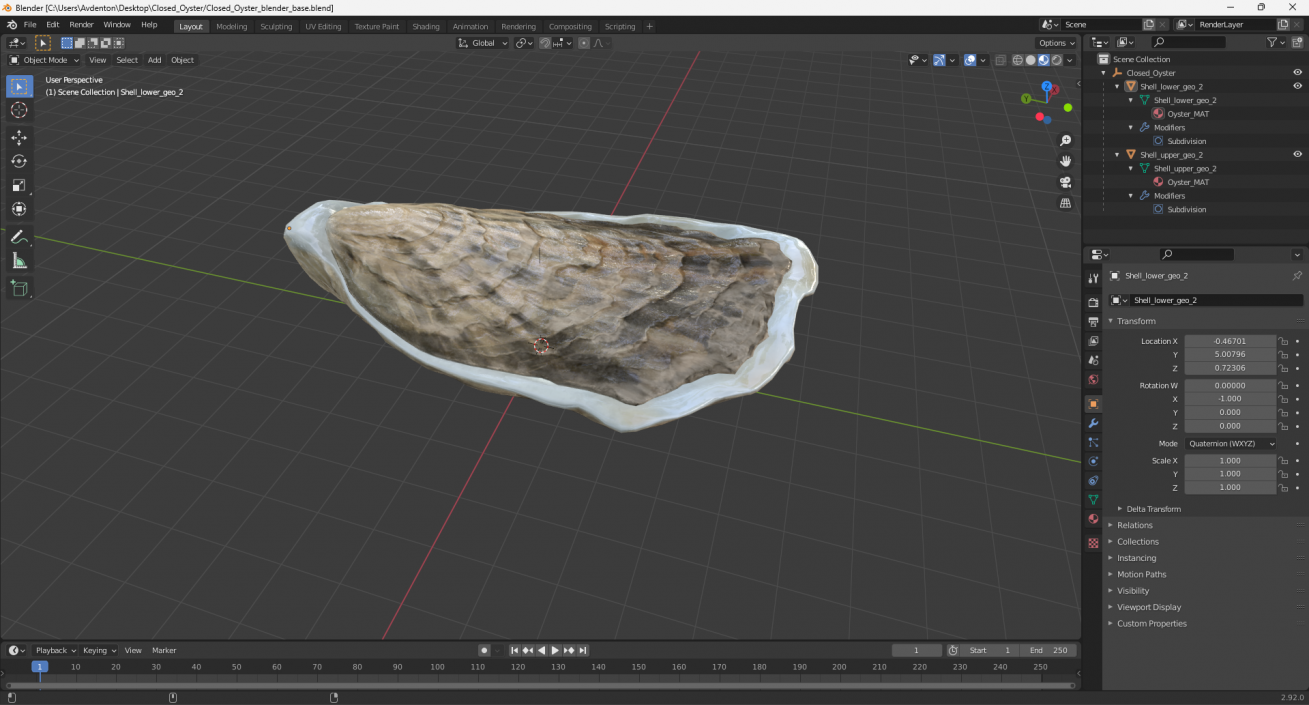 3D model Closed Oyster 2