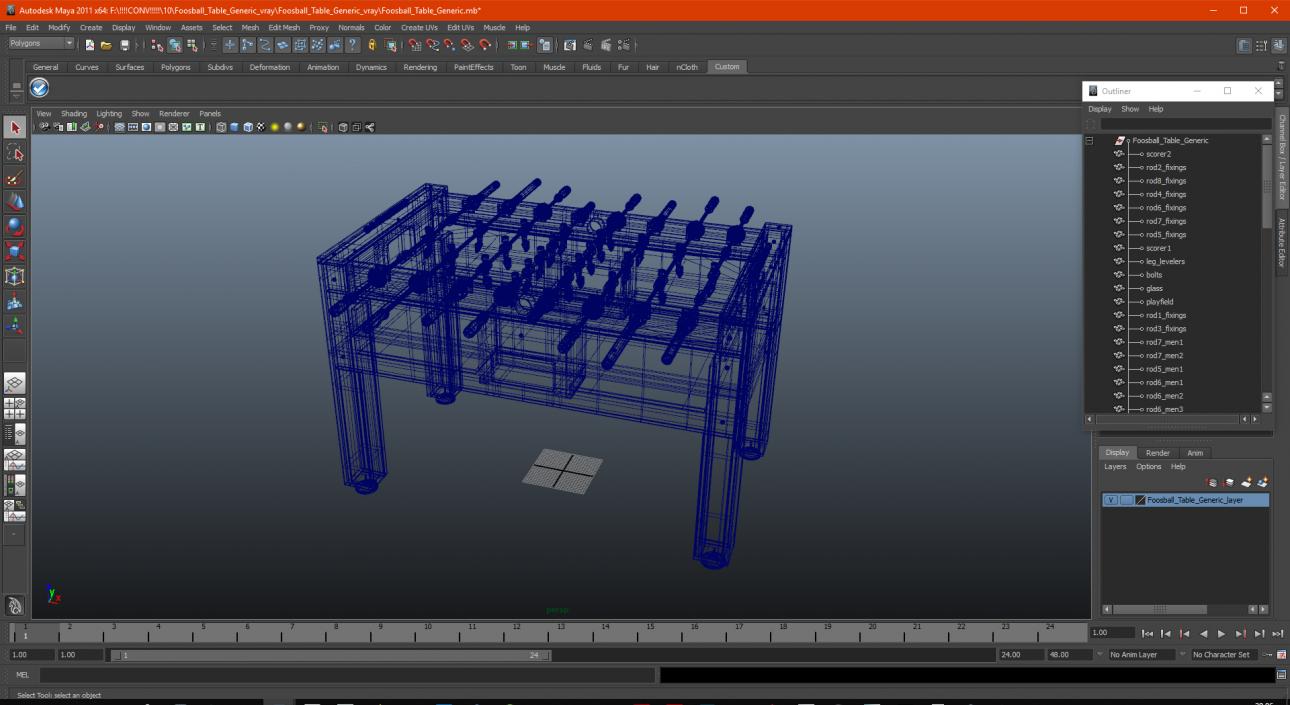 Foosball Table Generic 3D